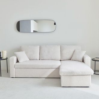 Sweeek Sweeek - Divano letto angolare e reversibile, 3 posti in tessuto bouclé