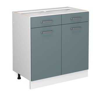 Vicco Mueble Bajo Universal R-line, Gris Azulado, 80 Cm Con Cajones Y Puertas, Sin Encimera Vicco