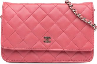 Chanel Pink Lambskin Classic Wallet on Chain