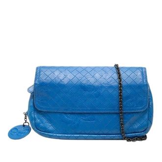 Bottega Veneta Pre-owned Cross Body Bags, female, Blue, Size: ONE SIZE Pre-owned Embossed Leather Crossbody Bag