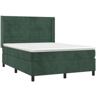 vidaXL Cama Box Spring Con Colch&oacute;n Terciopelo Verde Oscuro 140x200 Cm Vidaxl