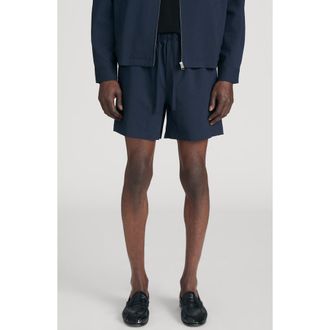 Frame Denim Seersucker Drawstring Shorts in Navy at Nordstrom, Size Medium