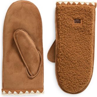 UGG UGGfluff Scalloped Mittens in Chestnut at Nordstrom Rack, Size Small/medium