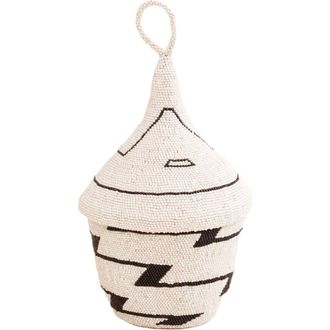 Indego Africa Zig Zag Beaded Peace Basket in White And Black at Nordstrom