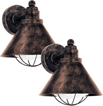 Loops 2 PACK IP44 Outdoor Wall Light Antique Copper Shade Porch Lamp 1x 40W E27