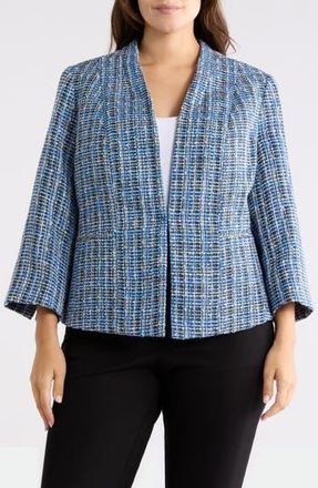 Kasper Collarless Tweed Blazer in Royal Signature Multi at Nordstrom Rack, Size 14W