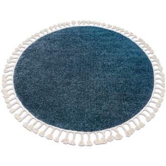 RugsX Rugsx - Tappeto berber 9000 cerchio blu Frange berbero marocchino shaggy blue rotondo 120 cm