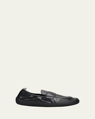 Prada Mens Speedrock Leather Rubber-Sole Penny Loafers