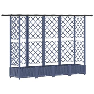 vidaXL Cama Elevada Con Trellis Y Techo Gris 202,5 X 40 X 123 Cm Pp Vidaxl