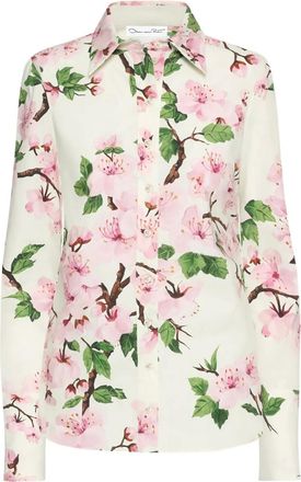 Oscar De La Renta Camicia in popeline con stampa - Bianco