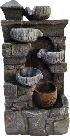 Country Living Water Fountain Containing 5 Pots & 1 Light