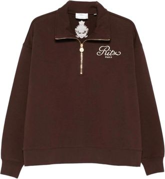 Frame Denim Half-zip Sweatshirt - Dames - Sweatshirts & Hoodies - Bruin - Maat: S Katoen