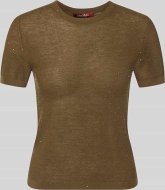 Max Mara Regular Fit Strick-Shirt aus Seiden-Woll-Mix Modell MSTLEPRE in Khaki, Gr&ouml;&szlig;e XL