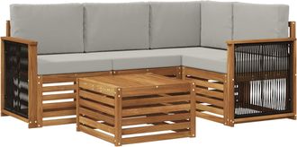 vidaXL Conjunto De Sof&aacute;s De Exterior 5 Uds. Natural Y Gris Claro Vidaxl