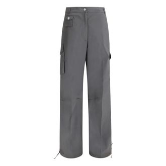 Ganni Pantalones Cargo de Algod&oacute;n El&aacute;stico - Trousers - Mujer - Gris - M