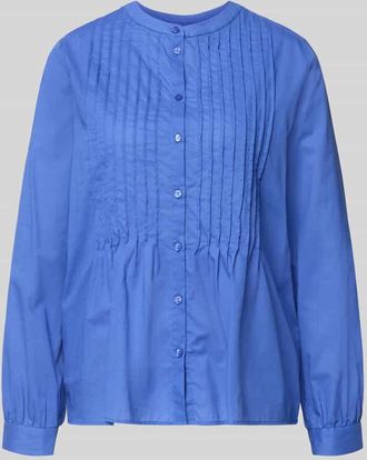Milano Milano Italy Regular Fit Bluse mit Rundhalsausschnitt und gelegten Falten in Blau, Gr&ouml;&szlig;e 38
