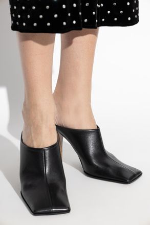 Alaia Leather Heeled Mules, Womens, Black