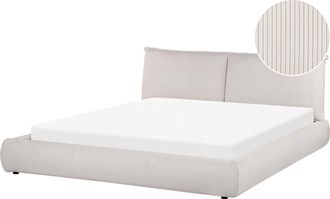 Beliani Cama De Agua Moderna Tapizada 180 X 200 Cm Somier Con Colch&oacute;n Pana Beige Vinay