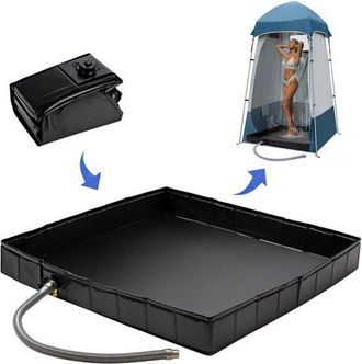 OEM Plato De Ducha Port&aacute;til Con Desag&uuml;e Extra&iacute;ble, 41 X 41 X 5 Pulgadas, Plegable, Plato De Ducha Y Lavabo, 104 X 104 X 13 Cm, Negro