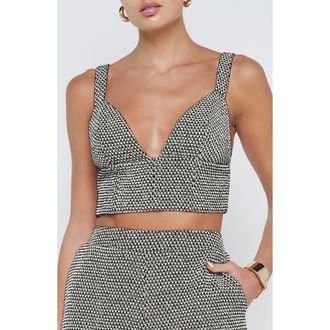 L'agence Castalia Cotton Blend Crop Top in Black/Ivory/Gold at Nordstrom Rack, Size Xx-Small
