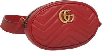 Gucci Pre-owned Leather crossbody-bags - Dames - Vintage Heuptassen - Rood - ONE Size - Leer - Vintage