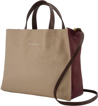 Marni Womens Museo Tote Beige Calfskin
