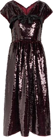 Simone Rocha Simone Rocha Bow-appliqu&eacute;d Sequin-embellished Midi Dress - Red - 10 (UK10 / S)