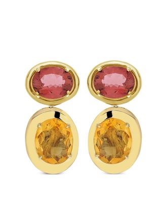 Carol Kauffmann Anello in oro giallo 18 carati con citrino e tormalina