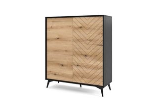 AKL FURNITURE C&oacute;moda efecto madera Crema y Negro
