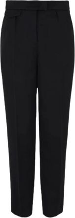Giorgio Armani Rechte broek van scheerwol - Dames - Slim Fit Broeken - Zwart - M - Wol - Broeken