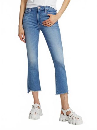 Mother Insider Crop Step Fray Jeans In Out Of The Blue