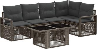 vidaXL Conjunto De Sof&aacute;s De Jard&iacute;n 6 Uds. Gris Y Gris Oscuro Vidaxl