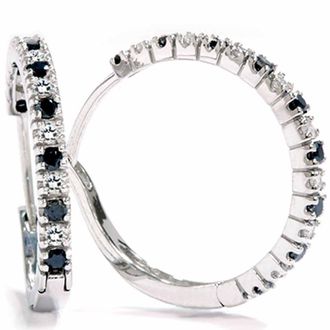 Pompeii3 1/2ct Black & White Diamond Hoops 14K White Gold