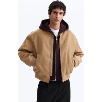 H&M Padded Nylon Bomber Jacket in Dusty Beige at Nordstrom, Size Xxx-Large