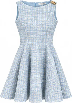 ZOE AND CLAIRE Womens Fit N Flare Tweed Mini Dress In Blue Multi