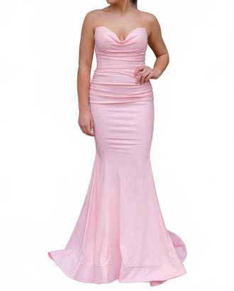 La Femme Womens Prom Dress In Baby Pink