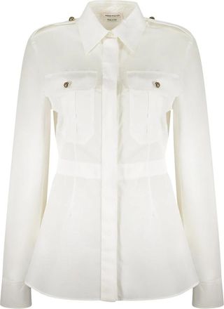 Alexander McQueen Klassieke Katoenen Shirt met Versierde Knopen - Dames - Overhemden - Wit - S - Katoen - Overhemden