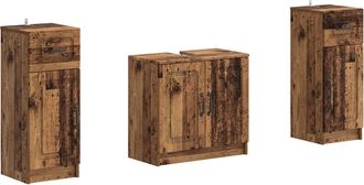 vidaXL Juego De Gabinete De Ba&ntilde;o De 2 Piezas Utrecht Madera Envejecida Vidaxl