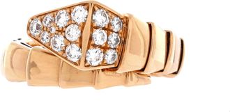 Bulgari Serpenti Viper One-Coil Ring 18K Rose Gold with Diamonds Wide