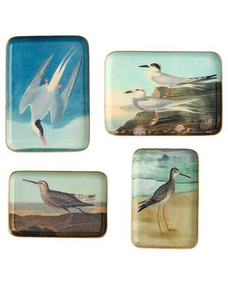 Two's Company Set Of 4 Sea Bird Metal Trinket / Desk Trays