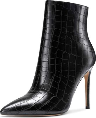 Castamere Womens Zip Ankle Boots Stilettos Booties 4IN Heeled Black Crack Shoes UK 5.5