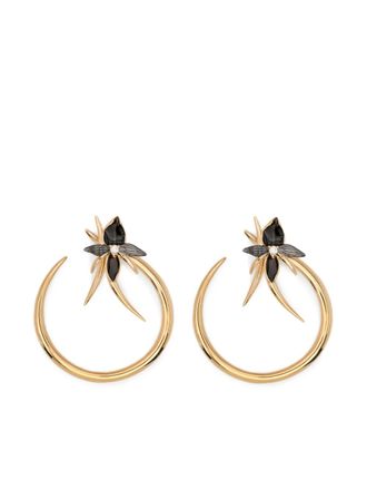 Shaun Leane black-orchid diamond hoop earrings - Gold