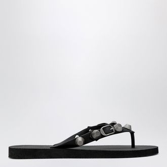 Balenciaga Cagole black rubber thong slides