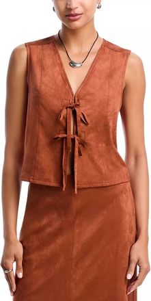 Lost + Wander Regal Poise Faux Suede Vest In Coffee