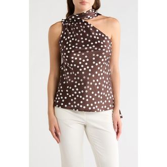 Renee C Scarf Detail One Shoulder Top in Brown at Nordstrom Rack, Size X-Small