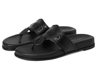 Jack Rogers Jacks Sport Sandal - Metallic Nappa Womens Dress Sandals Black : 6.5 M, Leather