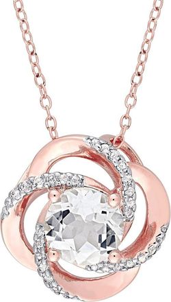 Delmar 18K Rose Gold Vermeil White Topaz Swirl Pendant Necklace at Nordstrom Rack