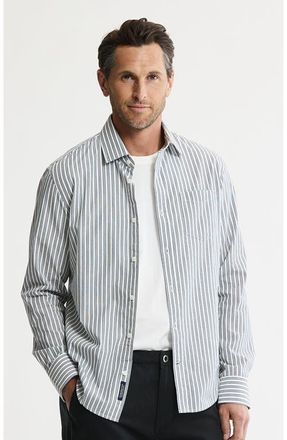 J.A.C.H.S. Hayati Cotton Button-Down Shirt in Grey Stripe at Nordstrom, Size Xx-Large