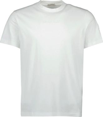 Moncler Tops, Heren, Wit, M, Katoen, Wit Logo T-shirt Lente-Zomer 2025