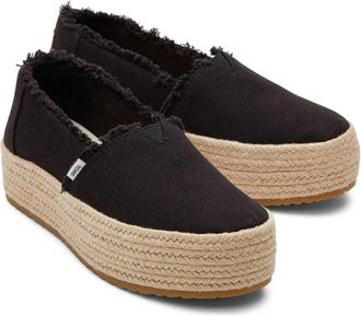 Toms Valencia 10019795 Womens Black Canvas Platform Espadrille JZZ1258